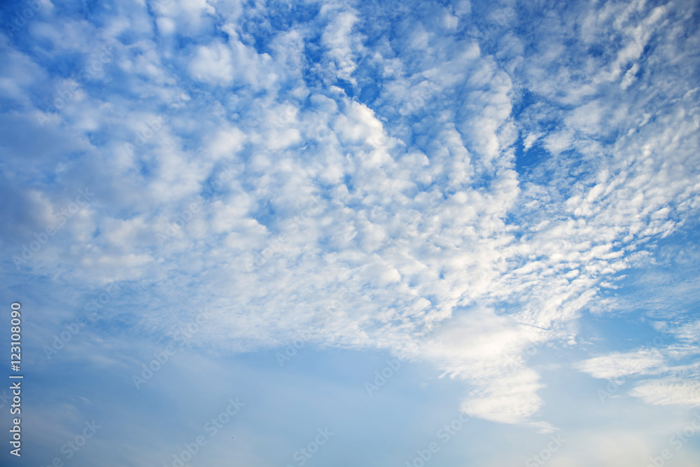 Cloudy blue sky in morning sunlight.
Cloudy blue sky in morning sunlight.