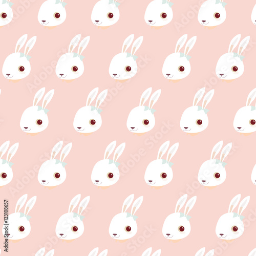  Seamless pattern with cute white rabbits. © musicphone1