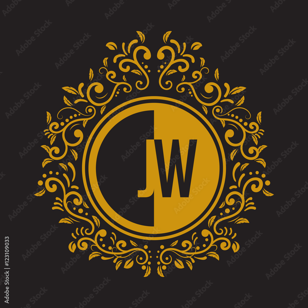 Naklejka premium INITIAL CIRCLE HALF vintage elegant luxury