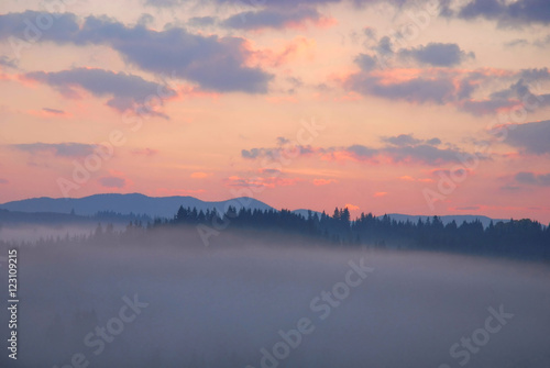 At sunrise in the Ukrainian Carpathians  Ivano-Frankivsk region