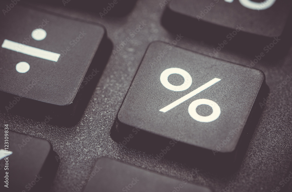 Schwarze Prozent Taste für Rabatt