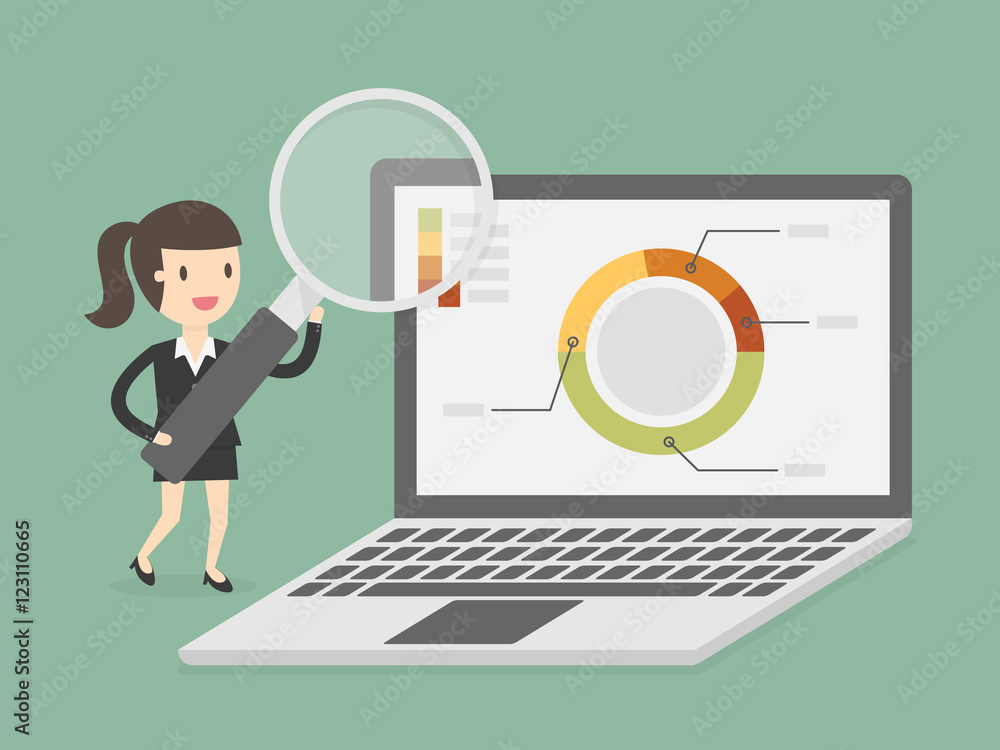 Research and analytics. Business concept cartoon illustration Research and analytics. Business concept cartoon illustration