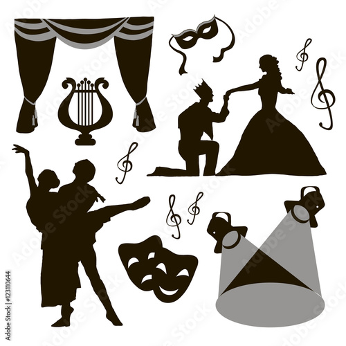 Set of theatre acting performance icons