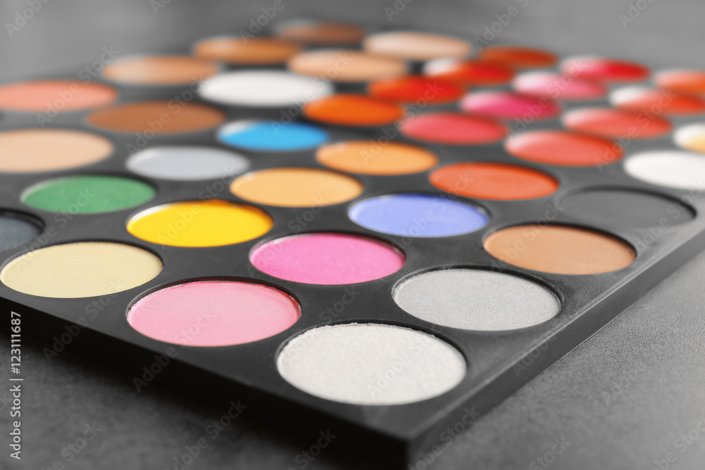 Colorful eye shadow palette, closeup Colorful eye shadow palette, closeup