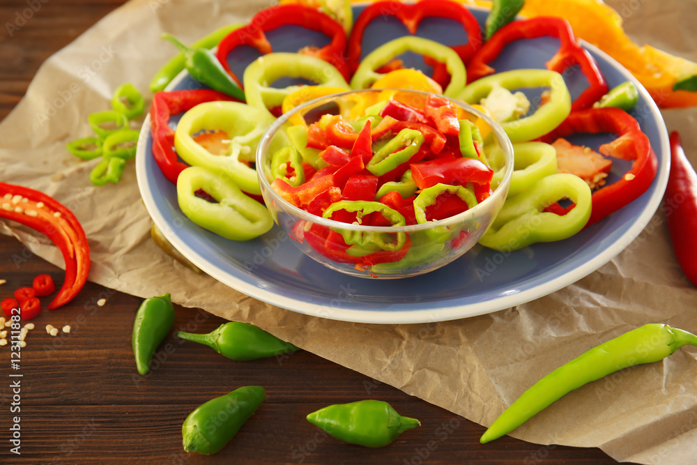 Fresh peppers on plate