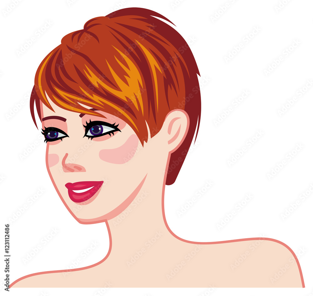 Girl with brown hair and modern short haircut. Girl with brown hair and modern short haircut.