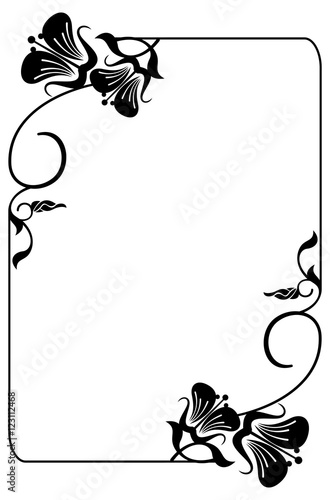 Vertical silhouette flower frame.