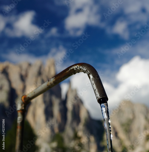 Spring water from the source in Italian Dolomites