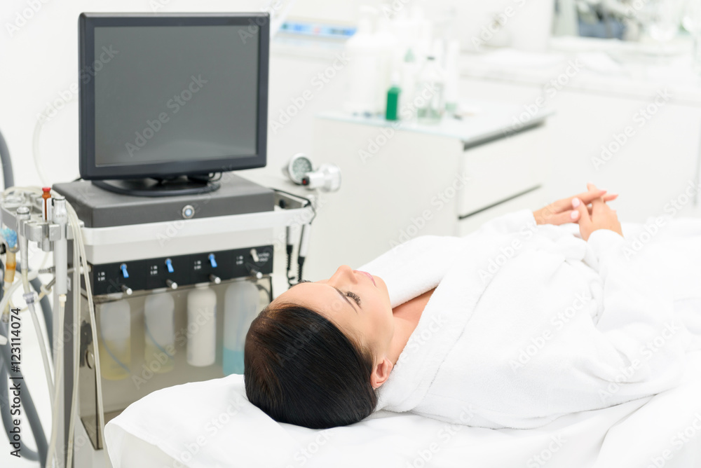 Pretty girl is ready for cavitation procedure Pretty girl is ready for cavitation procedure