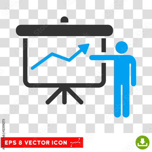 Vector Project Presentation EPS vector pictogram. Illustration style is flat iconic bicolor blue and gray symbol on a transparent background.