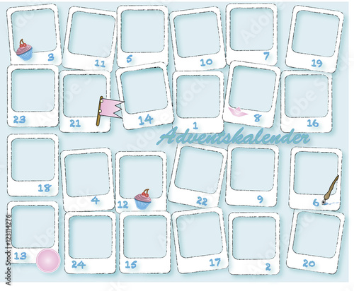 Adventskalender zum Selbstbefüllen
auch als Bilderrahmen nutzbar
Quadratische Fotos oder Bilder können hinter die Rahmen gelegt werden und schauen durch den Ausschnitt