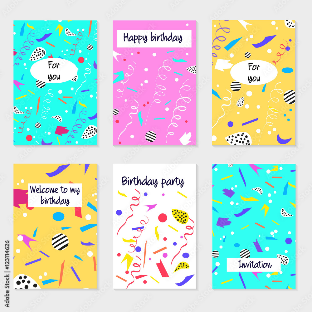 Set of party cards and invitations.