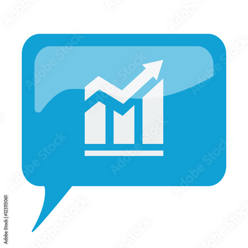 Blue speech bubble with white Trend icon on white background