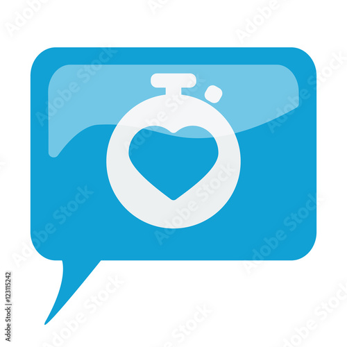 Blue speech bubble with white Heart Rate Monitor icon on white b