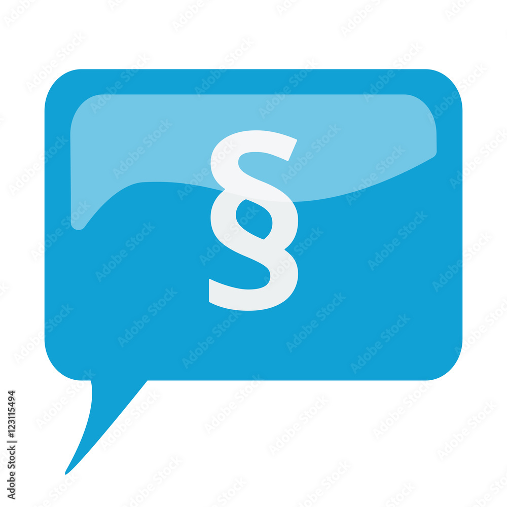 Blue speech bubble with white Paragraph icon on white background Blue speech bubble with white Paragraph icon on white background