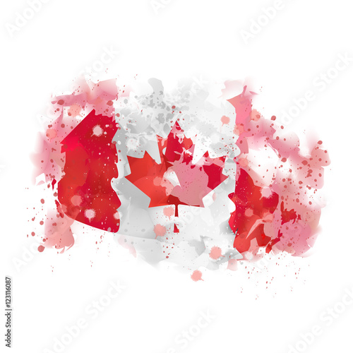 vector map Canada Watercolor paint