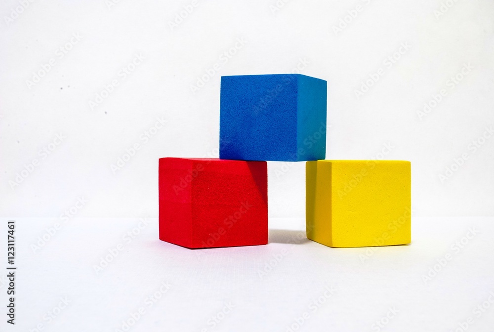 Obraz premium Cubes/ Baby colorful cubes and other shapes on a white background
