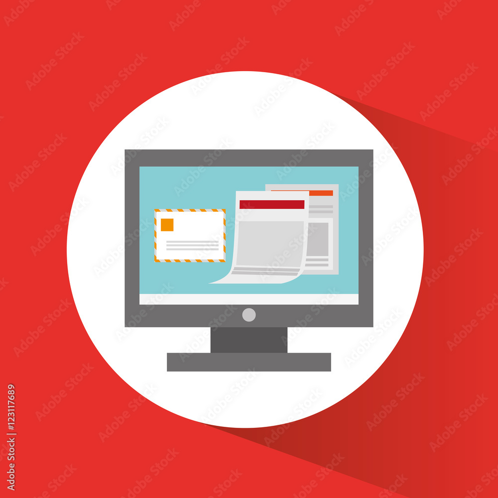 Computer and website icon. Office work supplies and objects theme. Colorful design. Vector illustration Computer and website icon. Office work supplies and objects theme. Colorful design. Vector illustration