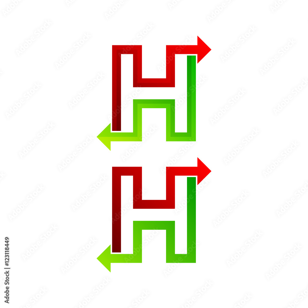 Fototapeta premium Letter H logo design template. Arrow creative sign