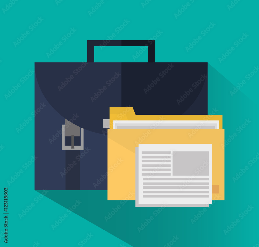 Suitcase and file icon. Office work supplies and objects theme. Colorful design. Vector illustration Suitcase and file icon. Office work supplies and objects theme. Colorful design. Vector illustration