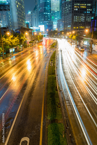 Traffic congestion .Lights and illumination reflection during th © kriangphoto31