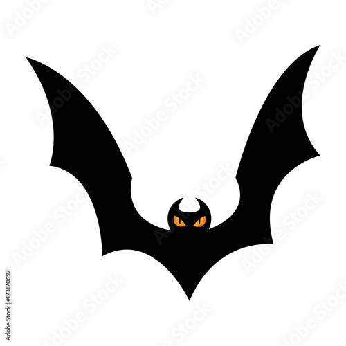 Vector silhouette bat on an isolated white background.