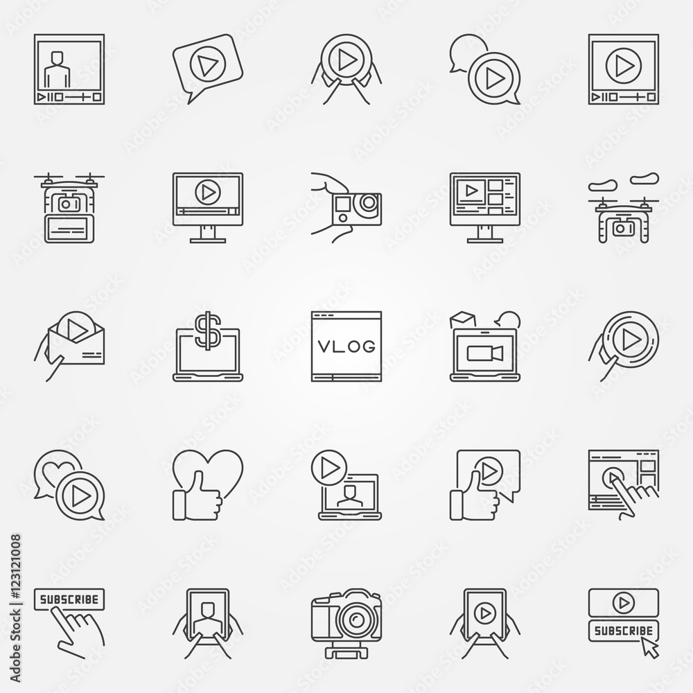 Vlog icons set Vlog icons set