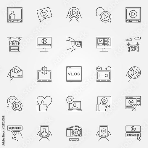 Vlog icons set
