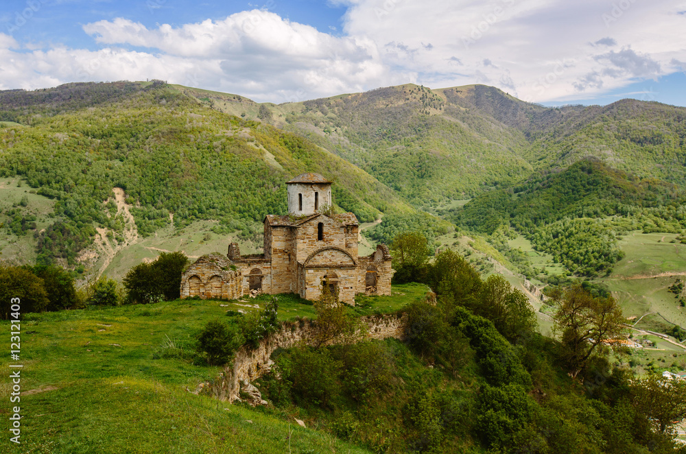 The early Christian Church in the mountains (North Caucasus, Russia). Sentinsky temple. Karachay-Cherkess Republic (Karachay-Cherkessia)