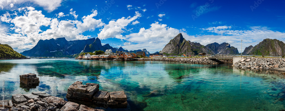 Panorama Lofoten archipelago islands - obrazy, fototapety, plakaty 