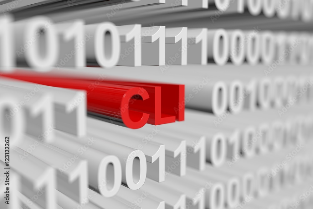 CLI in the form of a binary code with blurred background 3D illustration