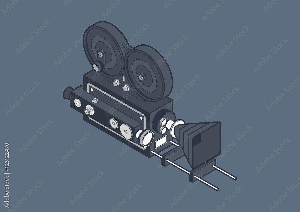 vintage video camera film isometric vector