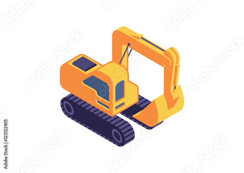 excavator vehicle isometric vector