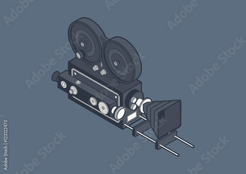 vintage video camera film isometric vector