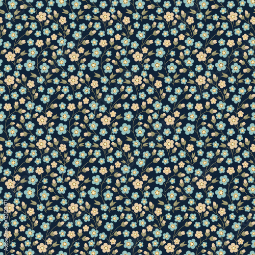 Seamless vector hand drawn flower pattern on dark background