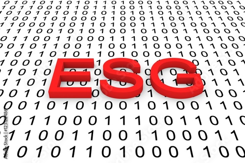 ESG in the form of binary code, 3D illustration
