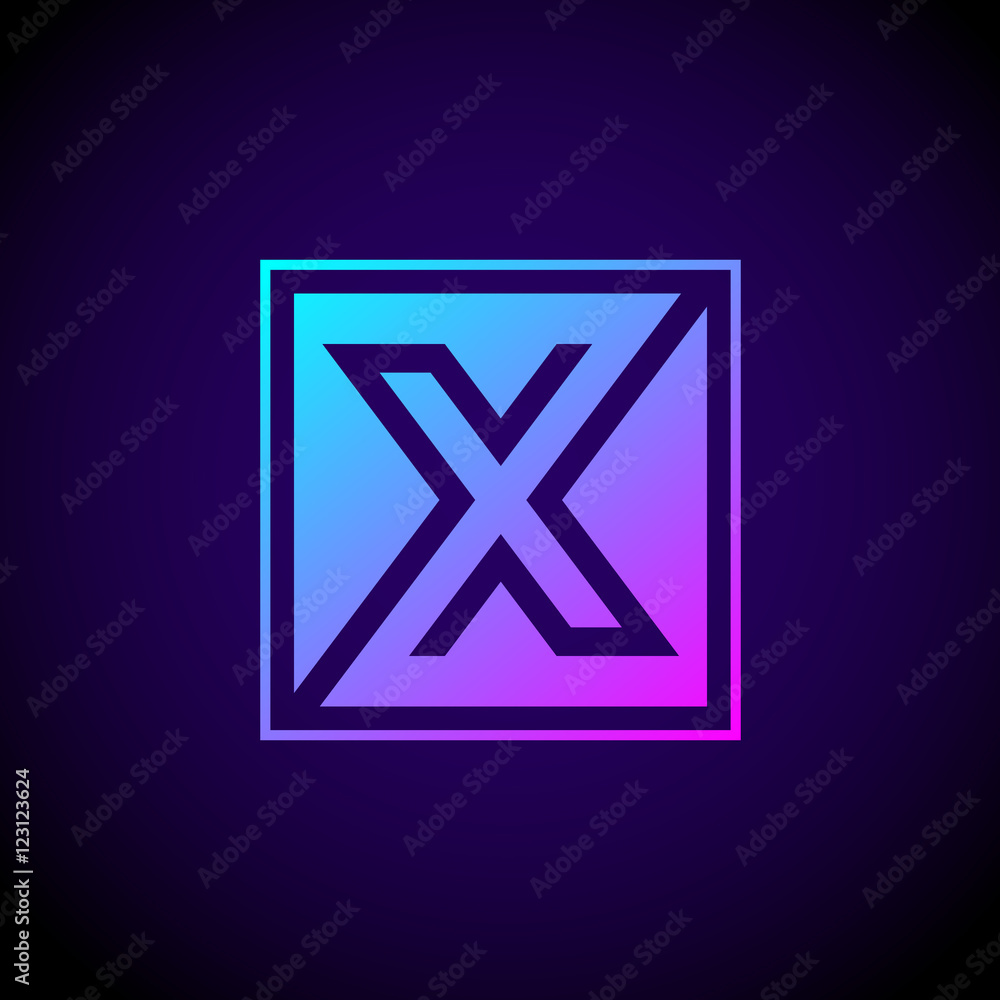 Letter X logo,Square shape symbol,Digital,Technology,Media Letter X logo,Square shape symbol,Digital,Technology,Media