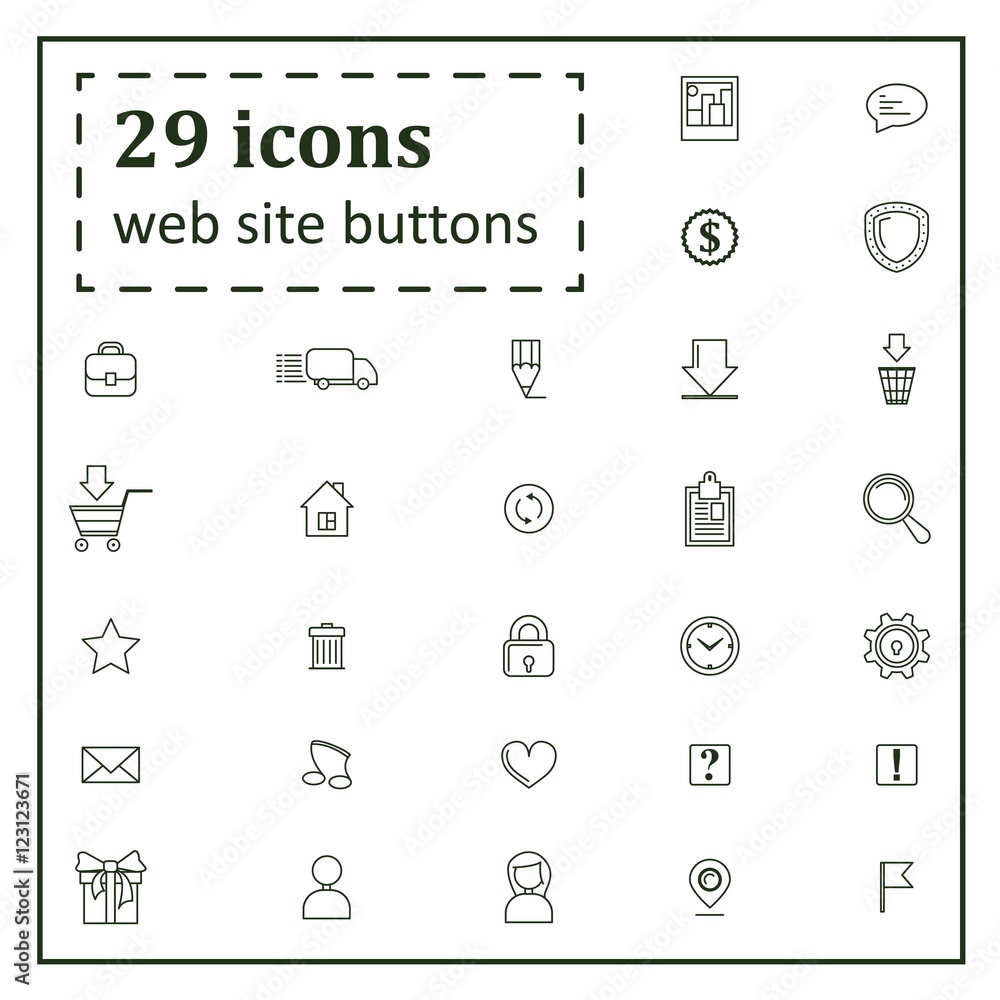 Set of 29 icons for website buttons
