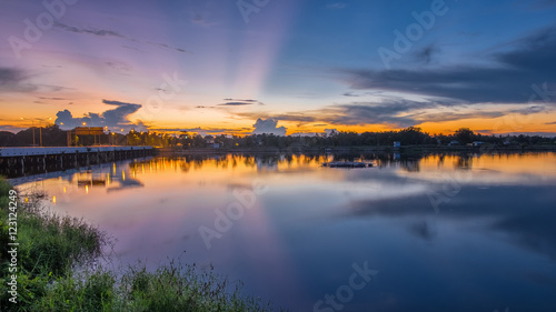 Sunset reflected in water