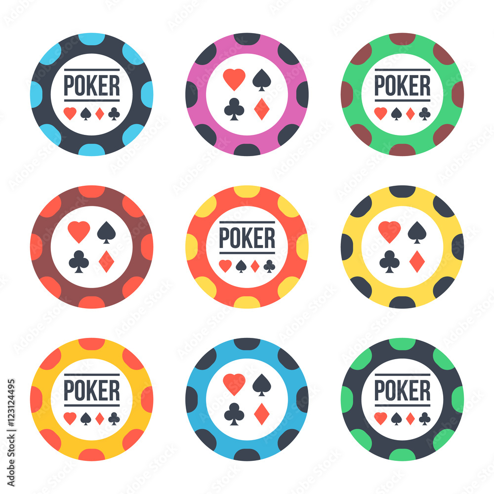 Vector casino chips icons set. Modern flat design