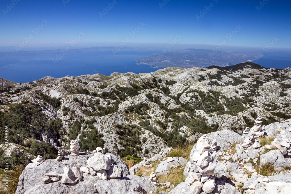 Croatia, Dalmatia, Biokovo mountains sea panoramic landscape