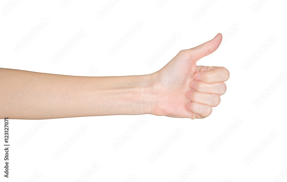 Closeup of female hand excellent, good, ok. Isolated on white background. Closeup of female hand excellent, good, ok. Isolated on white background.