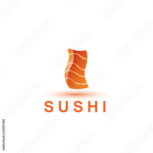 Sushi logo template. The letter I looks like a fresh piece of salmon fish.