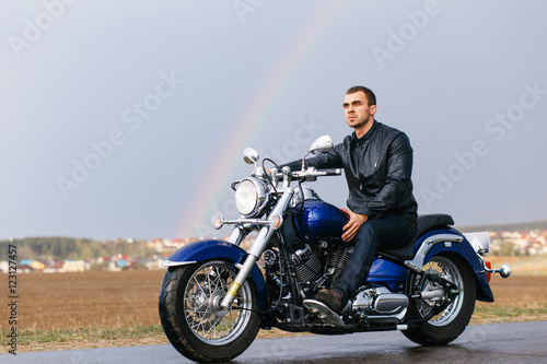 Man riding a motorcycle