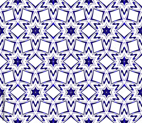 Abstract Vector seamless pattern with abstract floral and leave style. Repeating sample figure and line. blue gradient.