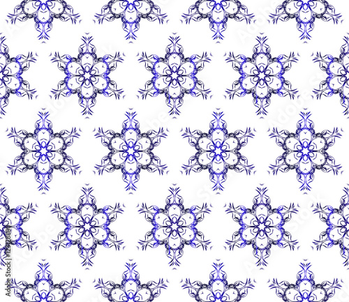 floral pattern of geometric elements. seamless pattern. blue gradient color. vector illustration.