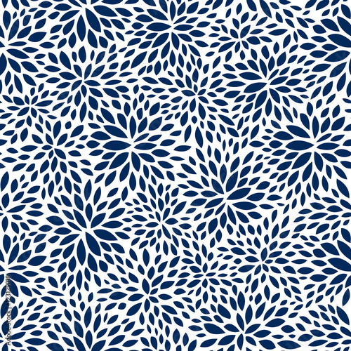 seamless abstract navy leaf pattern  foliage vector background