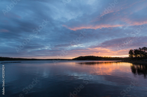 Sunset over White sea in Karelia