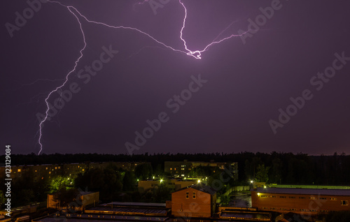 Lightning over the sky in Moscow Region