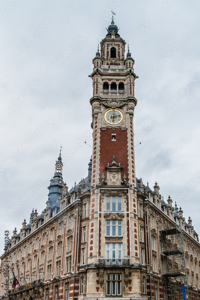 76 meters Belfry of Industrial and Trade Chamber. Lille, France.